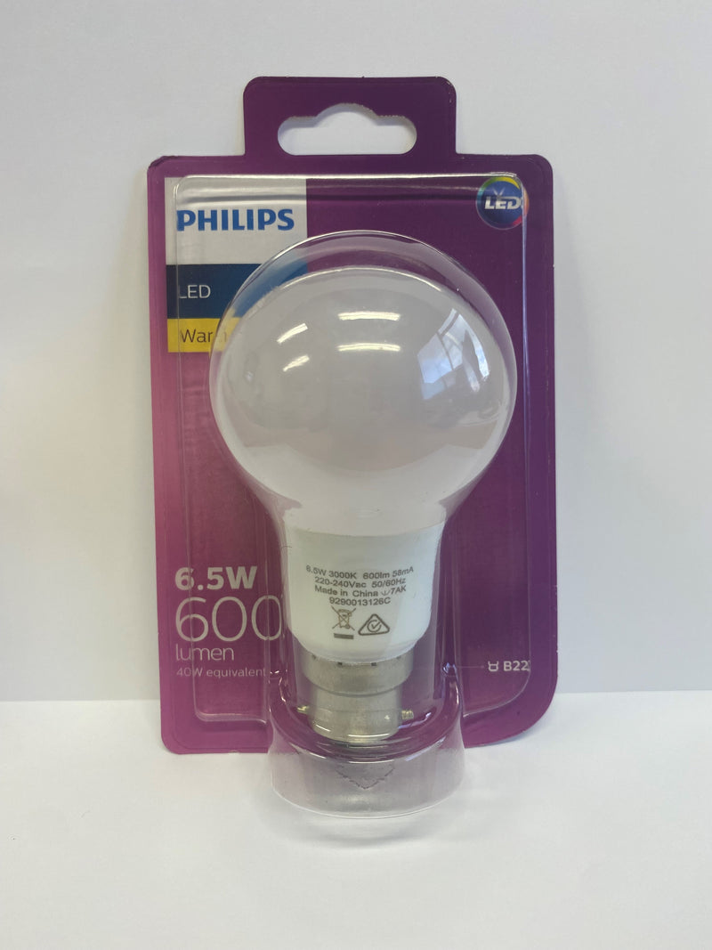 Led Gls lamp B22 base 6.5 watt warm white