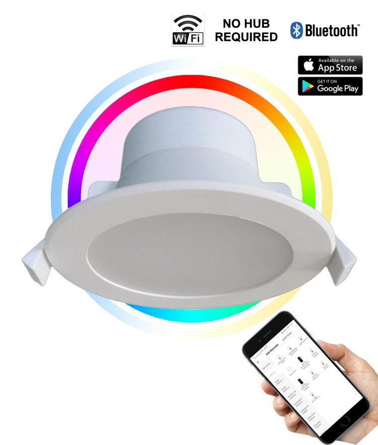SMTNOVA1: LED Smart White Round Dimmable Tri-CCT+RGB Downlight