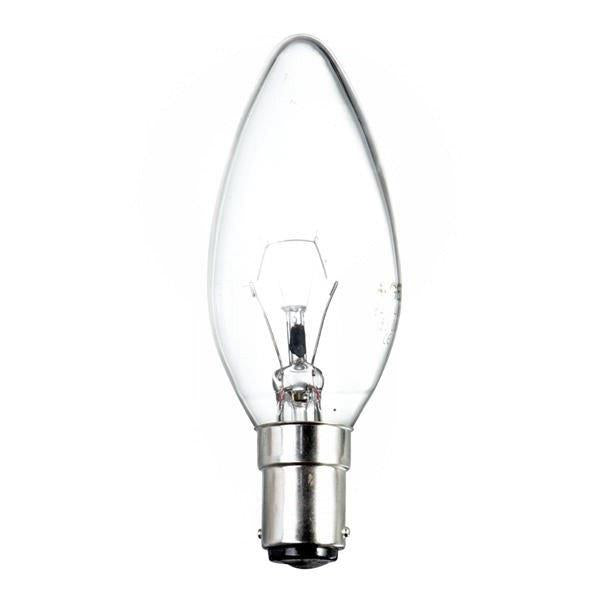 Incandescent Candle Lamp 60 Watt Sbc base Clear Plain